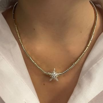 İthal Baget Taşlı Yıldız Model Tasarım Kolye Lena