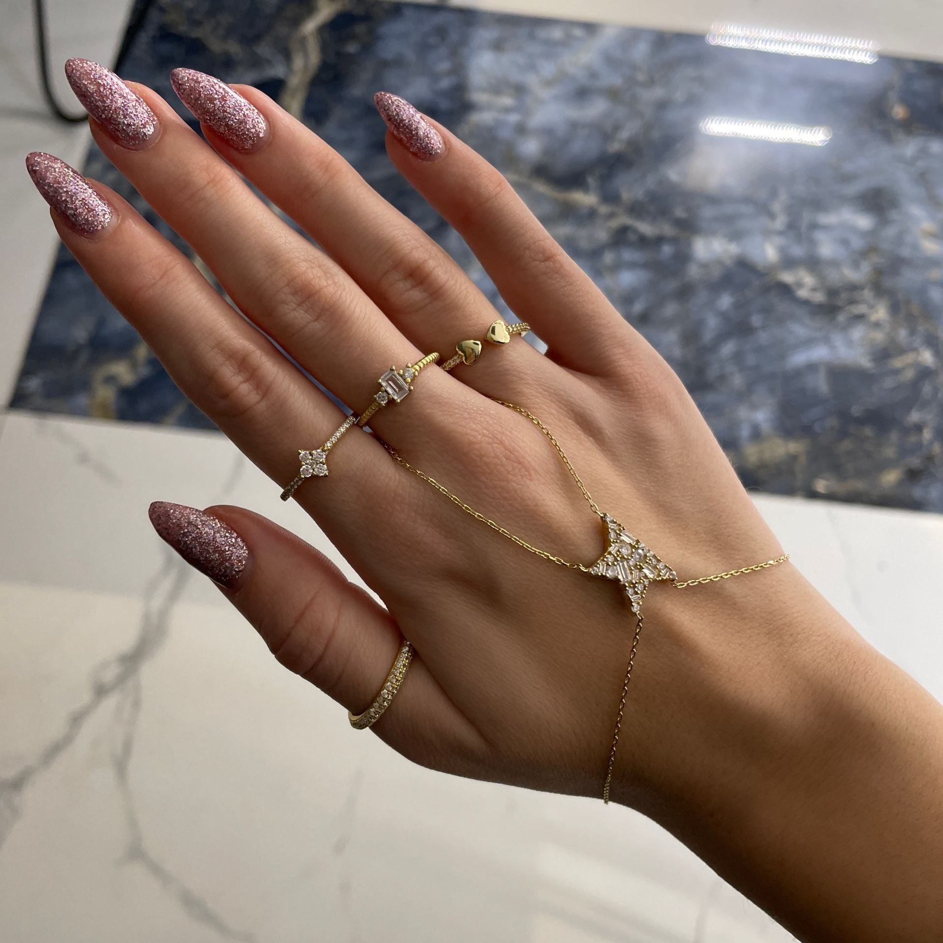 925 Ayar Gümüş Baget Taşlı Yıldız Şahmeran Denis