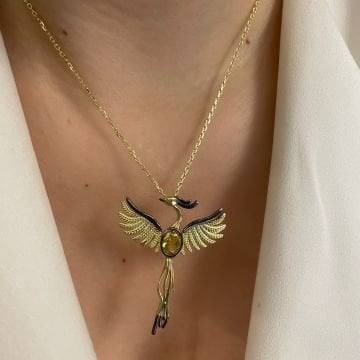 925 Ayar Gümüş İthal Tasarım Anka Kuşu Kolye Simina