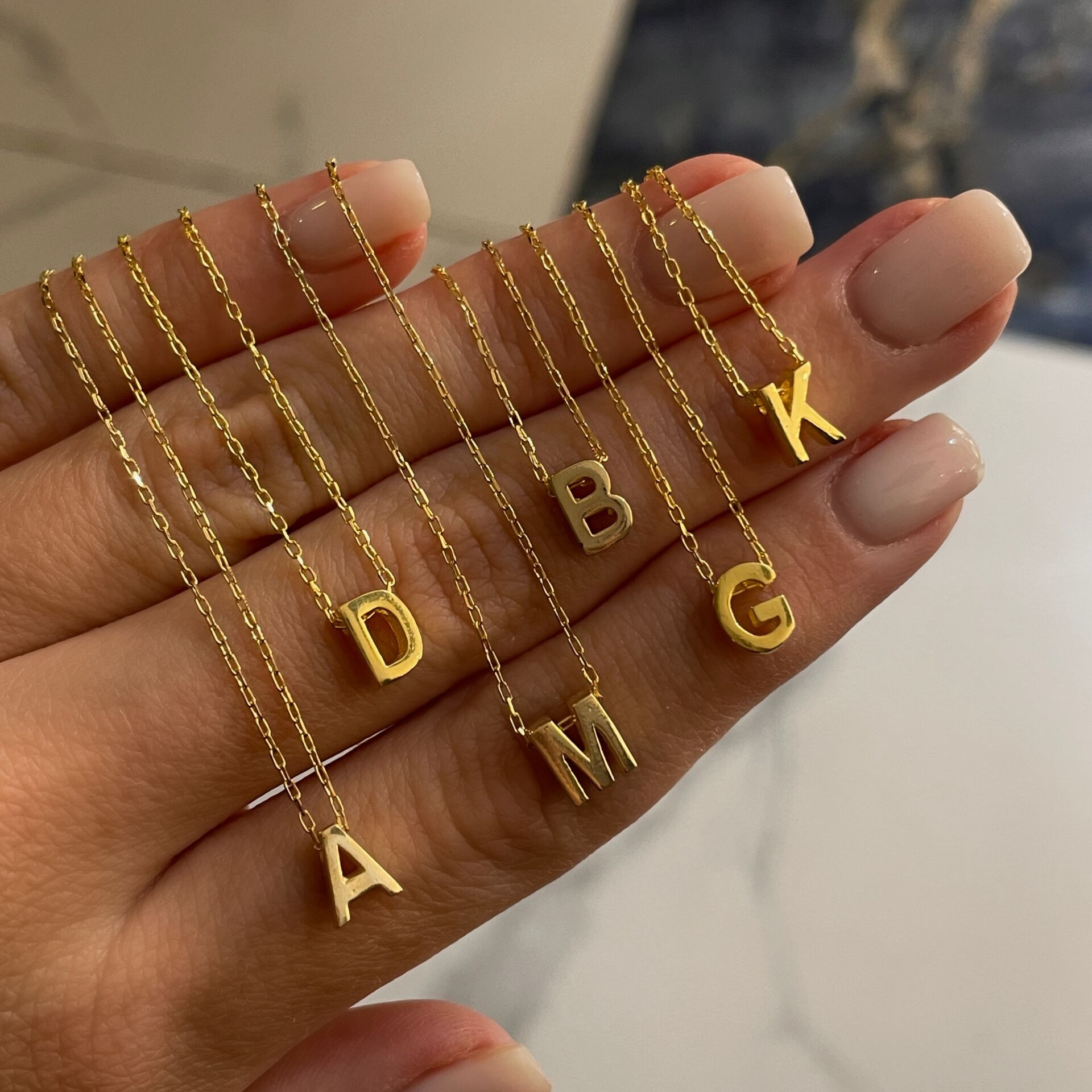 925 Ayar Gümüş Minimal Harf Kolye Marine