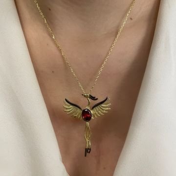 925 Ayar Gümüş İthal Tasarım Anka Kuşu Kolye Simina