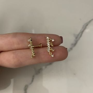 Cerrahi Çelik Taş Detaylı Sallantılı Piercing