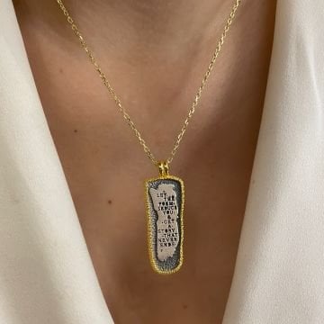 925 Ayar Gümüş Otantik Yazılı İki Renkli Kolye Olivia