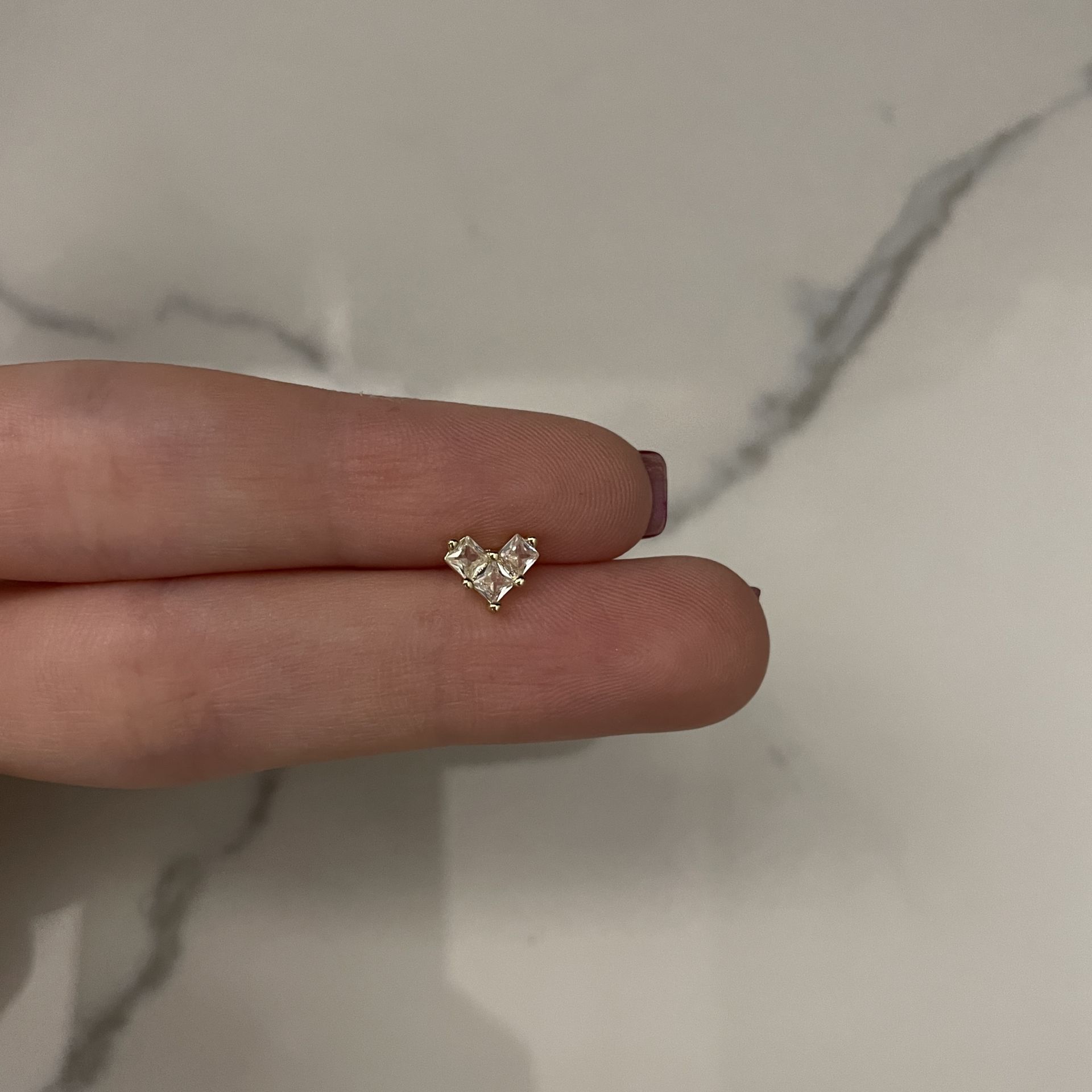 Cerrahi Çelik Baget Taşlı Kalp Piercing