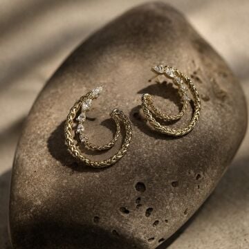 İthal Taş Detaylı Tasarım Küpe