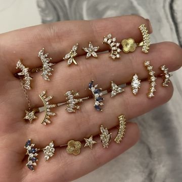 Cerrahi Çelik Taşlı Çiçek Piercing