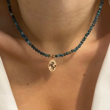 925 Ayar Gümüş Apatit Taşlı Kolye Apatite