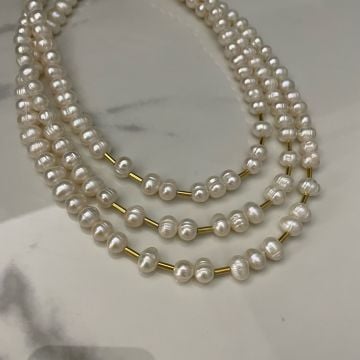 925 Ayar Gümüş İnci Gümüş Detaylı Kolye Pearl