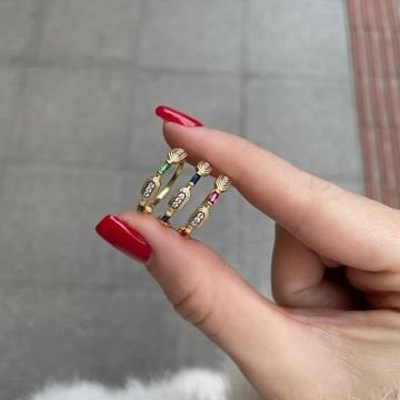 925 Ayar Gümüş İthal Baget Taşlı Tasarım Tamtur Yüzük Silva