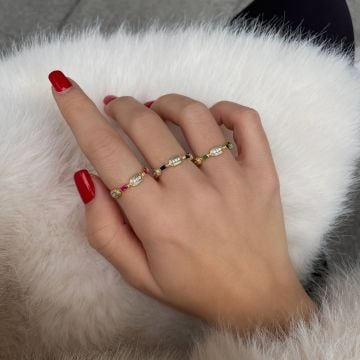 925 Ayar Gümüş İthal Baget Taşlı Tasarım Tamtur Yüzük Silva
