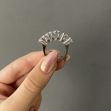 925 Ayar Gümüş Swarovski Taşlı Beş Taşlı Yüzük Zeren