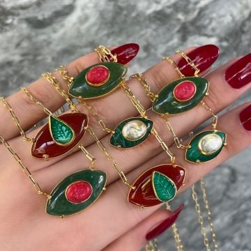 925 Ayar Gümüş Doğal Taşlı Göz Kolye Cahide