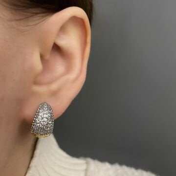 İthal Taşlı Damla Halka Küpe