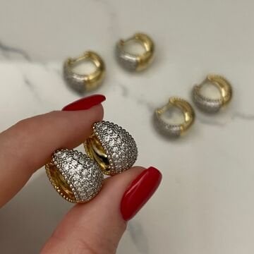 İthal Taşlı Damla Halka Küpe