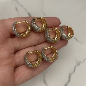 İthal Taşlı Damla Halka Küpe