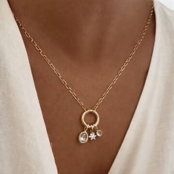 İthal Opal Taşlı Halka Model Kolye Alina