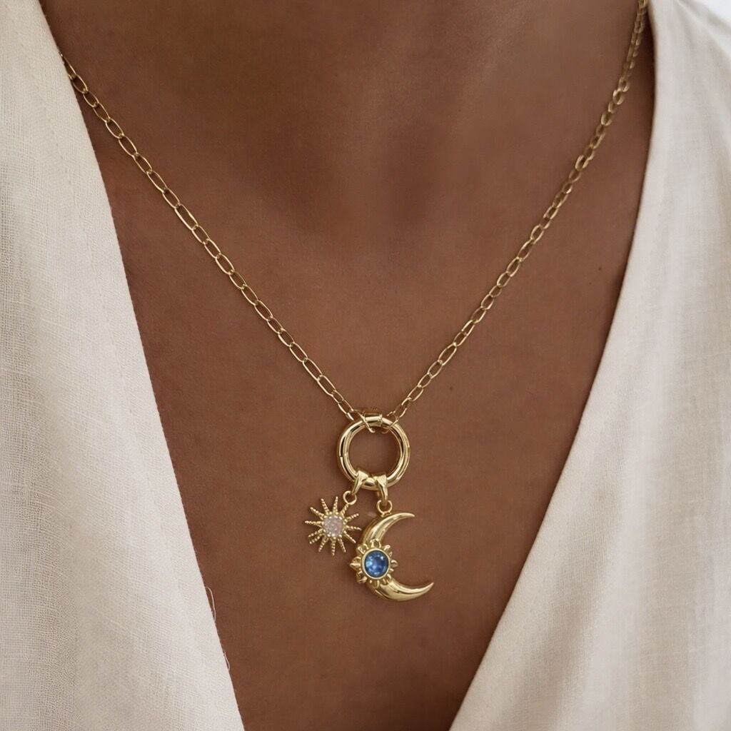 İthal Opal Taşlı Halka Model Kolye