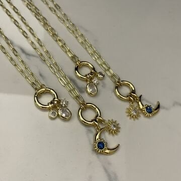 İthal Opal Taşlı Halka Model Kolye