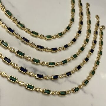 925 Ayar Gümüş İthal Yeşil Taşlı Tasarım Bileklik