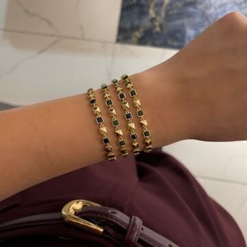 925 Ayar Gümüş İthal Lacivert Taşlı Tasarım Bikeklik