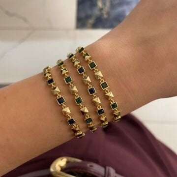 925 Ayar Gümüş İthal Lacivert Taşlı Tasarım Bikeklik