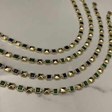 925 Ayar Gümüş İthal Lacivert Taşlı Tasarım Bikeklik