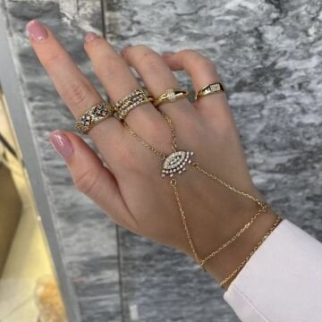 İthal İki Renkli Taşlı Göz Tasarımlı Şahmeran