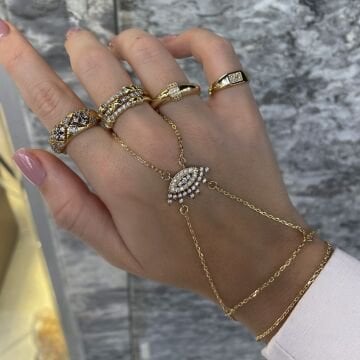 İthal İki Renkli Taşlı Göz Tasarımlı Şahmeran