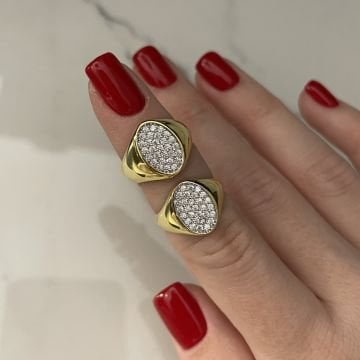 925 Ayar Gümüş İthal Taş Detaylı Yüzük