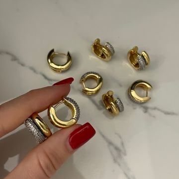 İthal Taş Detaylı Tasarım Halka Küpe