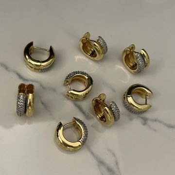 İthal Taş Detaylı Tasarım Halka Küpe