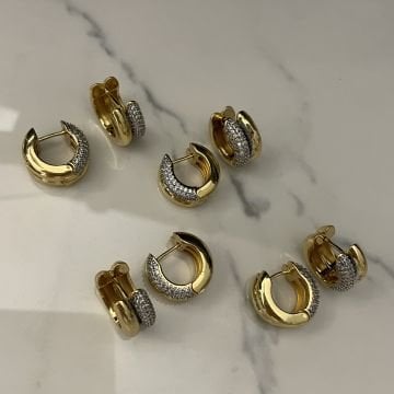 İthal Taş Detaylı Tasarım Halka Küpe