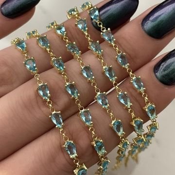 925 Ayar Gümüş Akuamarin Taşlı Zincir Bileklik Aqua Girl