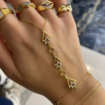 925 Ayar Gümüş İthal Üçgen Tasarımlı Şahmeran Justina