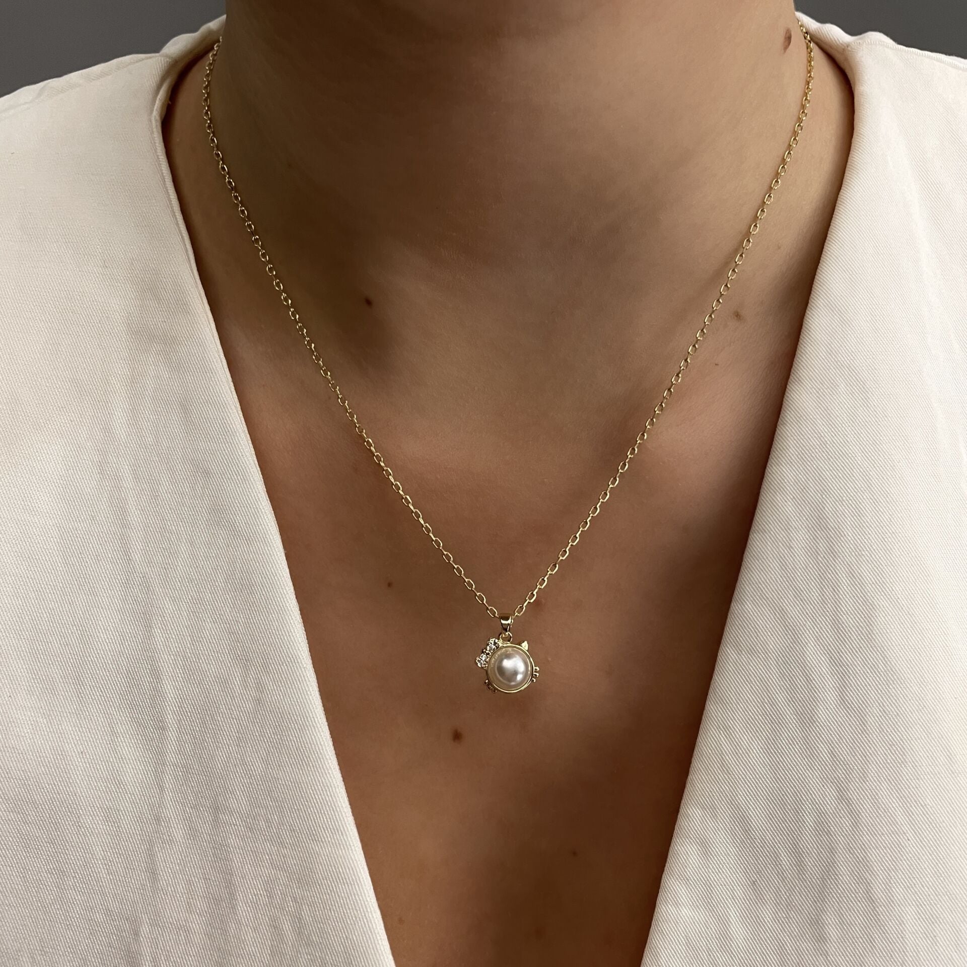 İthal Minimal İnci Kolye