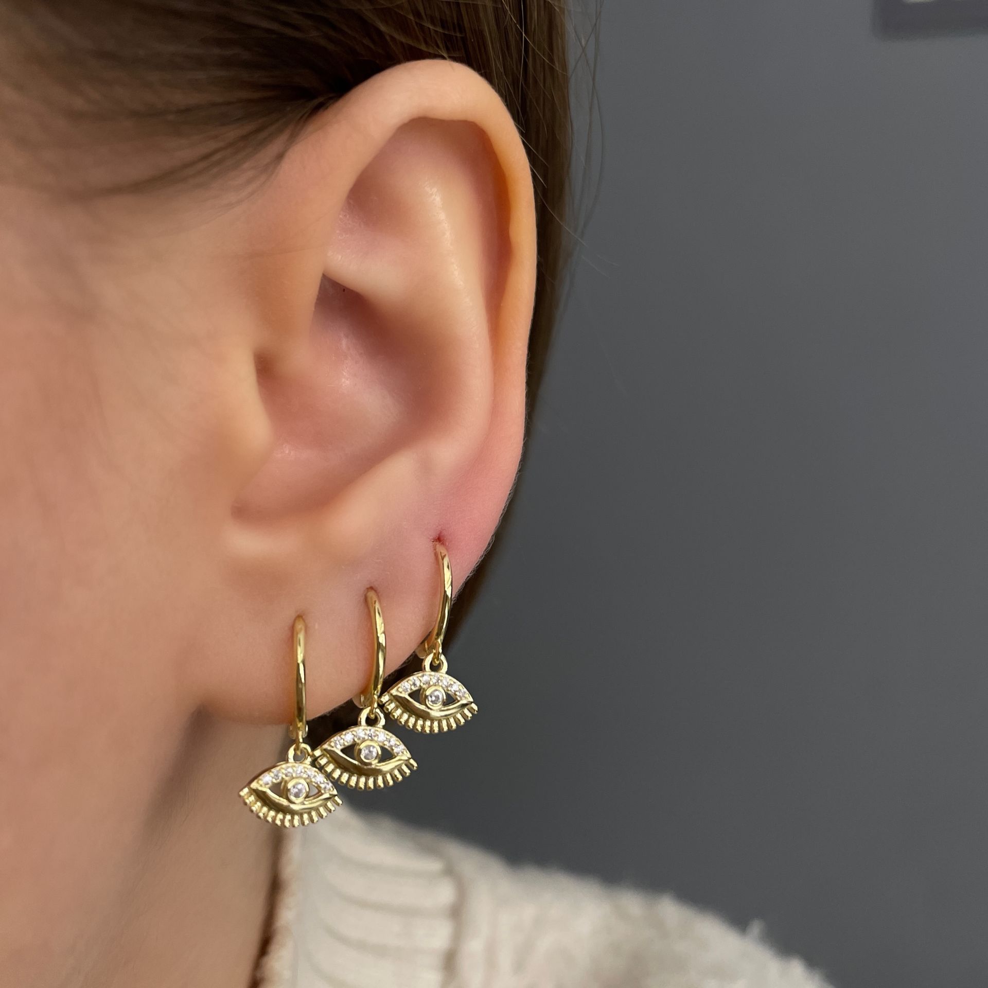 925 Ayar Gümüş İthal Minimal Göz Halka Küpe Arina