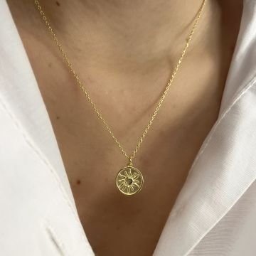 925 Ayar Gümüş İthal Tasarım Güneş Kolye Suny