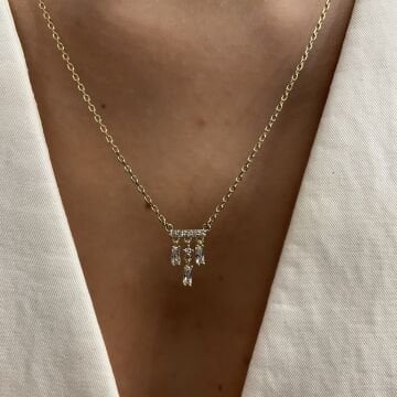 İthal Baget Taş Detaylı Kolye