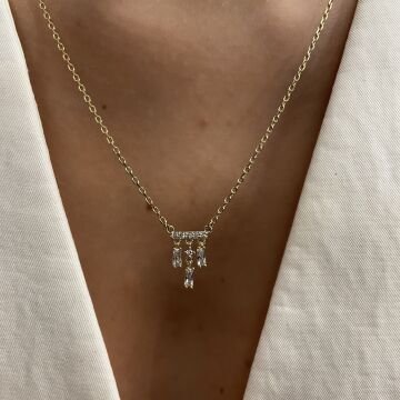 İthal Baget Taş Detaylı Kolye
