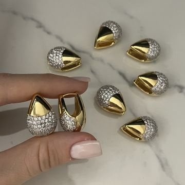 İthal Taş Detaylı Damla Model Küpe Molly
