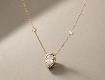 925 Ayar Gümüş Mozanite Damla Taşlı Kolye Port