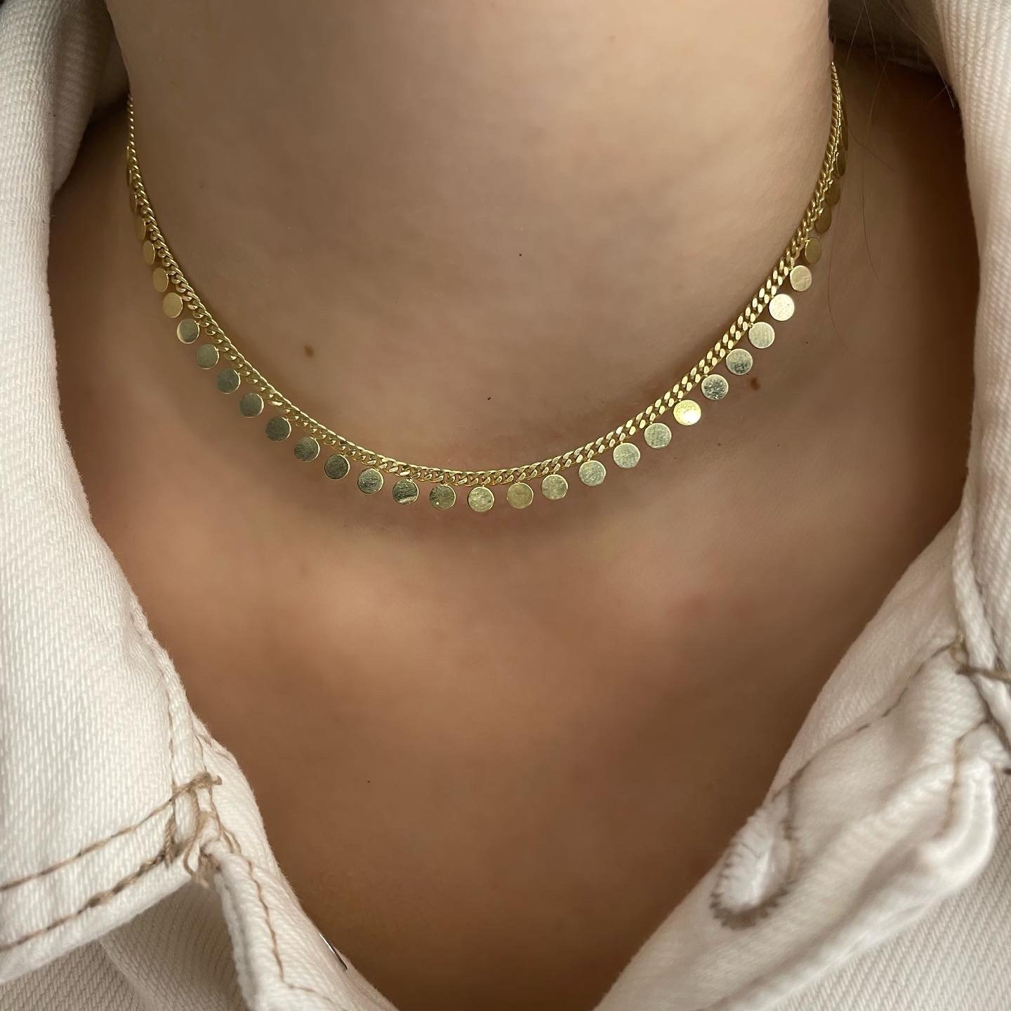 925 Ayar Gümüş Pullu Choker Kolye Claw