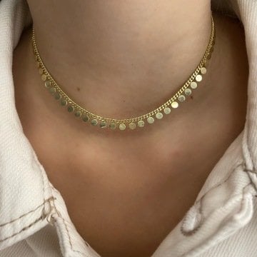 925 Ayar Gümüş Pullu Choker Kolye Claw