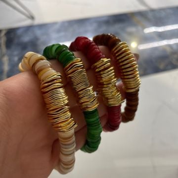 Gold Detaylı Sedef Taşlı Doğaltaş Bileklik Lulia