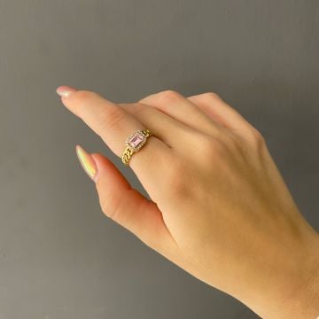 925 Ayar Gümüş Baget Taşlı Yüzük Pinky