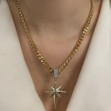 Kutup Yıldızı Tasarım Madalyon Kolye Silvia