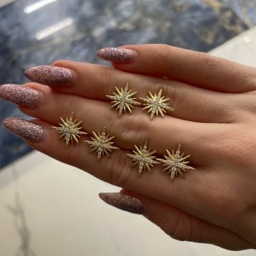 925 Ayar Gümüş İthal Taşlı Kutup Yıldızı Küpe Lilies