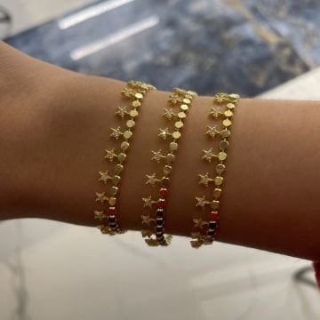 925 Ayar Gümüş İthal Yıldız Model Zincir Bileklik Alida
