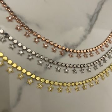 925 Ayar Gümüş İthal Yıldız Model Zincir Bileklik Alida