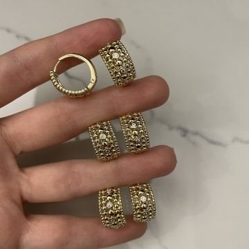 İthal Taş Detaylı Tasarım Halka Küpe Edna